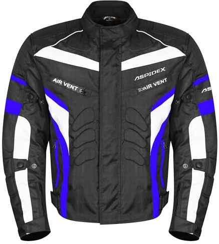 ASPIDEX Giacca Da Moto da Uomo In Cordura Giacche Da Corsa Amoured Giacca Protettiva Per Moto (IT, Testo, 3XL, Regular, Regular, Blu)