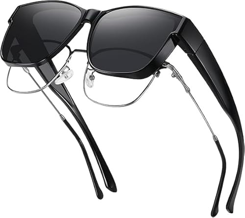 Polarisiert Sonnenbrille Herren Damen UV400 Schutz, übergroße Sonnenbrille Überbrille für Brillenträger, Ultra Leicht fit Fahren Angeln
