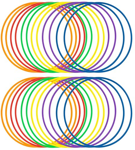 WOFEU 24pz Anillo de plástico para Juego de Lanzamiento de Anillos,Throwing Rings Toss Hoops for Kids, Juegos de práctica de Velocidad y Agilidad, Fiesta, Carnaval, Jardín, Jjuegos al Aire Libre-25cm