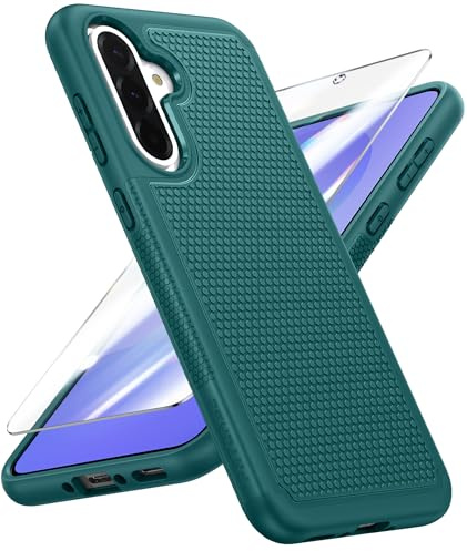 FNTCASE for Samsung A36 Phone Case: Dual Layer, Non Slip Textured, Green | Screen Protector, Shockproof Protective Galaxy A36 5G Cell Mobile Cover, Drop Protection, Rugged Back, Heavy Duty, Daily use