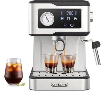 CAFELFFE Macchina da caffè espresso con montalatte e vapore, macchina espresso con pressione a pompa da 20 bar, macchina da caffè espresso con schermo LCD touch screen per barista a casa o per