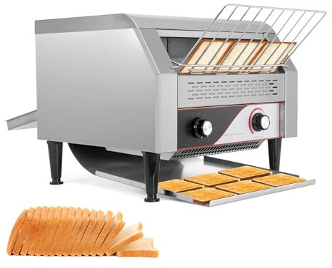 Tostadora Industrial De Cinta Transportadora De Acero Inoxidable De Alta Resistencia Con 7 Opciones De Velocidad, Equipo EléCtrico De Restaurante De Encimera Para Panecillos, Bagels,300Slices/Hour