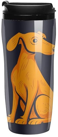 Stanley-Kaffeetasse mit Deckel, 340 ml, Kunststoffbecher, versiegelter Trinkdeckel, Wasserbecher, Teetasse, Hund, bedruckt, passt in Auto-Becherhalter