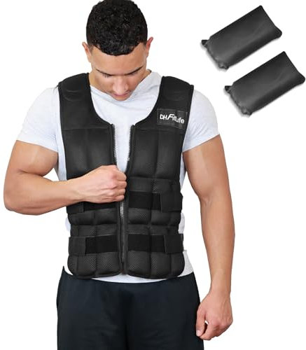 DH FitLife Verstellbare Gewichtsweste 10/20/30KG zum Muskelaufbau u. Krafttraining | Weighted Vest | Laufweste Damen Herren | Fitness Trainingsweste (Schwarz-30kg)
