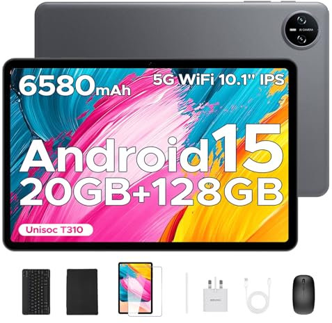 DOOGEE Tab A9 pro 10 inch tablet Android 15 tablets, 20GB RAM+128GB ROM Android Tablet with 1280×800 HD IPS 60Hz Screen, WiFi5 6580mAh Battery Gaming Tablet with Keyboard, Mouse, Pen & Case-Gray