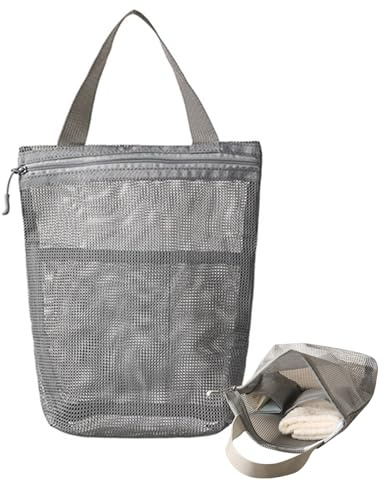 KASESSS Mesh Shower Caddy Bag, Toiletry Bag, Bathroom Organiser, 3 Pockets Quick Dry Travel Toiletry Bags, Portable Mesh Shower Bags for College Dorms, Gym, Beach, Camping, Swimming, Yoga and Travel