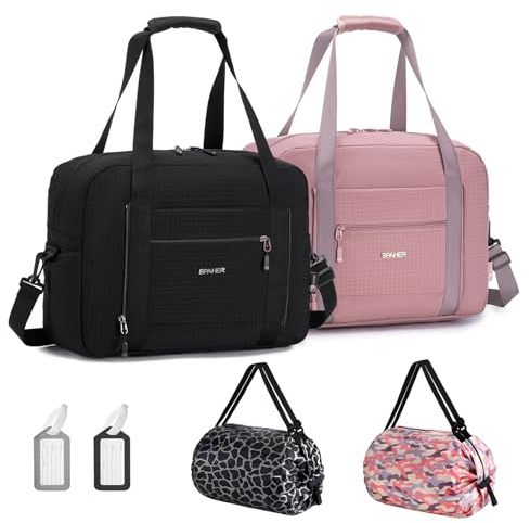 SPAHER 2X 25L Resväska Kabinväska 40x30x20 Wizzair Transavia Handbagage med Våtfack Cabin Travel Bag Duffelväska Handbagageväska Underseat Carry on Bag Duffel Hand Luggage för Män Kvinnor
