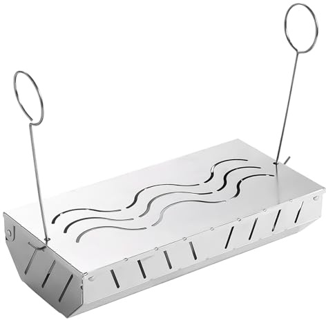 Scatola per affumicare, vassoio in acciaio resistente, inserto per barbecue a lunga durata, strumento per esaltare il sapore della carne, supporto per carbone per cucinare all'aperto, campeggio
