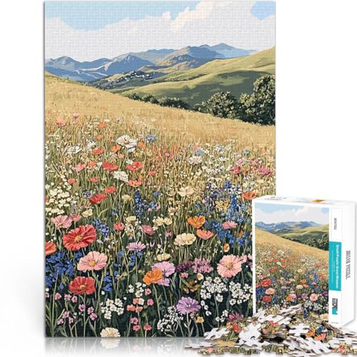 Puzzle da 2000 pezzi per adulti Paesaggio di prato fiorito Gioco impegnativo e gioco in famiglia Migliorare l'amore tra le coppie 70x100cm