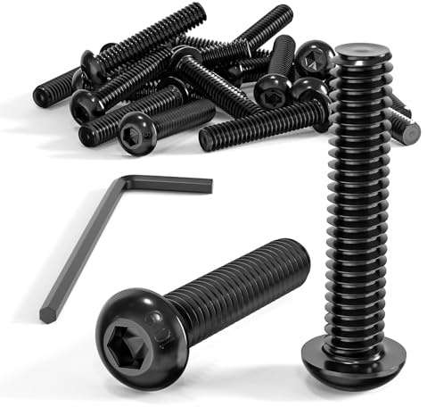 Wavanta Lot de 20 boulons M6 à tête cylindrique M6 x 50 mm, vis à six pans creux, en acier au carbone de qualité 10,9, finition oxyde noir