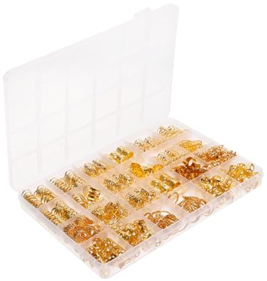 Goldene Haarperlen für Zöpfe mit 290 Stück aus Zinklegierung | Elektroplattierte Hohldesigns, Vielseitig und Elegant, für Flechtfrisuren, Dreadlocks, Modische Akzente