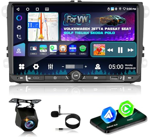 Radio de Coche para VW Volkswagen Jetta Passat Seat Golf Tiguan Polo | [4G+64G] Android 9 Pulgadas Pantalla Táctil Radio Carplay & Android Auto/GPS/WiFi/Bluetooth/32EQ/Radio FM RDS