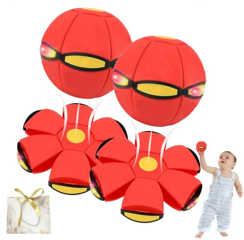 Grolomo 2026 - Pelota de rebote para niños, metaball mágico, platillo volador mágico, bola rebotante, interacción entre padres e hijos (2 unidades, rojo)