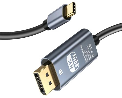 USB C a DisplayPort 1.4 Cable 2M [8K@60Hz, 4K@240Hz/144Hz] HDR VRR, Thunderbolt 4/3 Compatible, para MacBook Pro/Air M1 M2, iPhone 15/17, iPad Pro/Air, para Galaxy, Surface Pro, XPS