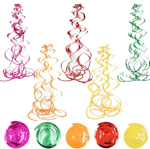 20 Stück Neon Girlanden Silvester,Hängende Spiralen Girlande Geburtstag Wirbel Deko,Glitzer Bunt Spiral Luftschlangen Dekoration,für Silvester Oder Karneval Fasching Weihnachten Regenbogen Party Deko