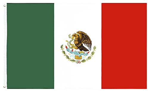 Ldabrye Drapeau National du Mexique en Polyester 3x5 Pieds Extérieur Double Face Drapeaux Nationaux Mexicains Robustes avec Drapeau Rayé Cousu Facile À Installer