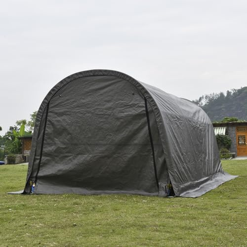 Walsport 10x20 Carport Canopy, Portable Garage with Steel Frame and Waterproof Cover, Round Roof Car Tent for Outdoor Storage Shed Car (Gray)