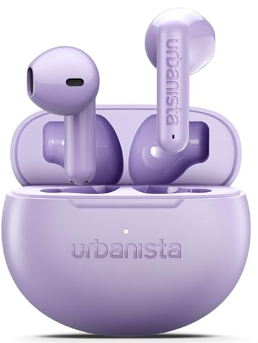 Urbanista Austin 2 True Wireless Earbuds, Trådlösa In-Ear Hörlurar med Bluetooth 6.0, Multipoint, 25H Batteritid, Brusreducerande Mikrofon & IPX4 Vattentålig - Lila
