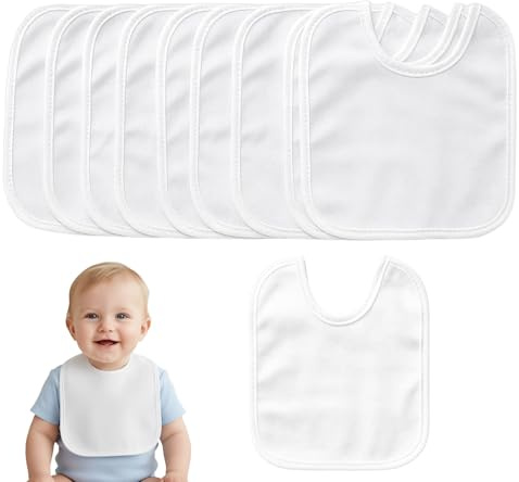 Lätzchen Zum Bemalen, 20 Stück Babylätzchen Weiß, Wasserdichte Lätzchen Baby, DIY Bemalen Babyparty, Kreative Eltern-Kind-Aktivität, Für Zahnen Babys 1-3 Jahre, Größe 18x21 cm Mit 21 cm Bändern