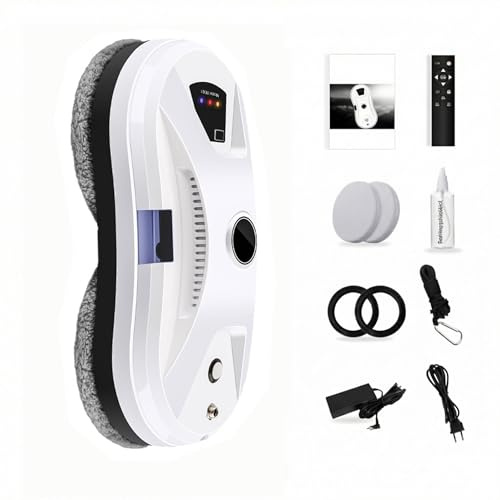 Robot Pulisci Vetri Automatico Robo Clean con Telecomando, 3 modalità di Pulizia, Navigazione Intelligente E Rilevamento Bordi, Bianco