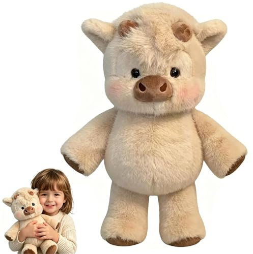 TaiXinYuly Peluche Vaca Que Corre, Peluche de Vaca de Pelaje Suave, Muñeco de Peluche Vaca para Niños y Regalos,decoración de Granja, Regalo para Amantes de los Animales