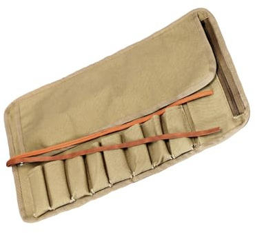 Bolsa organizadora de herramientas enrollable de 8 bolsillos con compartimento lateral con cremallera para llaves, destornilladores y estuche de almacenamiento de destornilladores pequeños