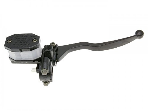 Universale IP34043 Bremspumpe/Bremszylinder/Hauptbremszylinder rechts mit Bremshebel für Roller, Moped, Mokick, Motorrad, Quad & ATV, Schwarz,weiß