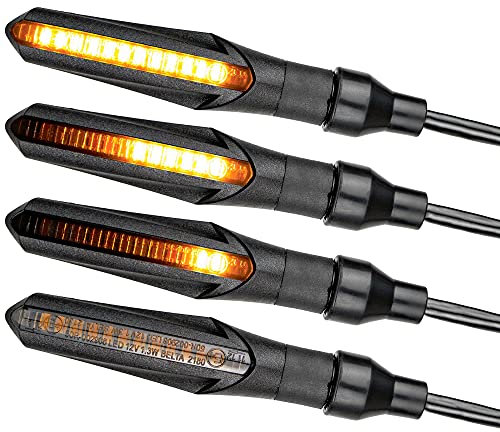 Simda Pro E Mark LED Motorrad Blinker Lauflicht Miniblinker Universal Sequentiell Laufeffekt Quad ATV Roler Lauflichtblinker Super Optik und Schön Hell Wasserprüf IP67