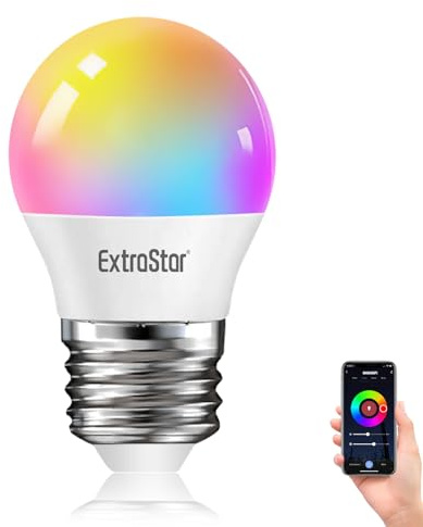 EXTRASTAR Bombilla Alexa LED Intelligente E27, 4.9W, 470lm, Regulable Multicolor + Luz Cálida o Blanca, 16 Millones de Colores, Funciona con Alexa y Google Home, 1 Pc