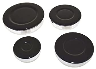 Ufixt Universal Gas Hob Burner Set | 4 Piece Base and Cap Kit | 55mm 75mm 100mm Sizes | compatible with Zanussi