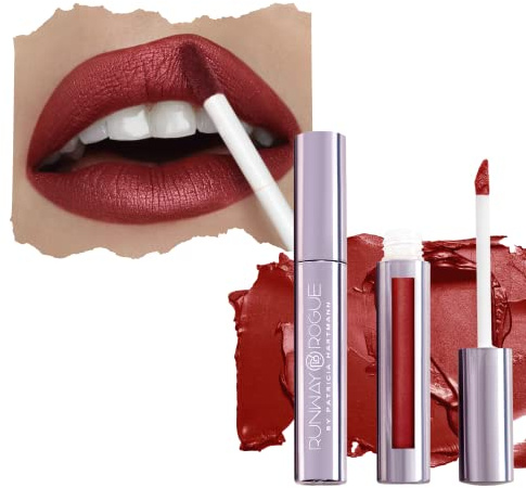 Runway Rogue Pearl Glam Long Wear Shimmer Liquid Lipstick, Metallic Warm Brick-Red Lipstick with Silver and Gold Shimmer, ‘Showtime’