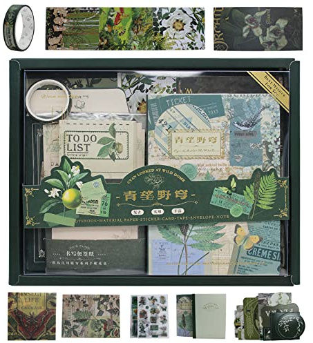 Aimeke Vintage Scrapbook Supplies Set, 256 Pièces Bullet Journal Supplies Vintage Paper Decoration Scrapbook Set, DIY Gift for Teens and Girls