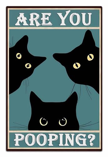 Black Cat Sign Bathroom Tuxedo Cat Wall Decor Funny Metal Sign kitty Biscuits You Need Em We Knead Em 8 * 12 inch (cat-03)