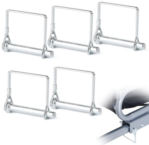 LALAGO 5 pezzi Perni Sicurezza 8x60mm, Perno di Bloccaggio Quadrato con Chiusura a Scatto, Staffa Quadrata in Zincato per Rimorchi, Trattori, Ribaltabili, Pista, Fattoria, Prato, Tosaerba