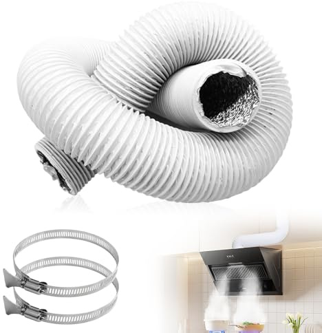 mizikuu Tubo Flexible de Salida de Aire Ø 100 mm, 6m Manguera de Ventilacin Aluminio con 2 Abrazaderas Acero Tubo Aire Manguera Extractor de Aire Para Campana Extractora, Climatizacin, Secadora
