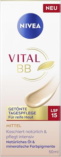 NIVEA VITAL BB Getönte Tagescreme mit LSF 15, Gesichtspflege für natürliche Deckkraft dank mineralischen Farbpigmenten, Gesichtscreme für reife Haut (50 ml)