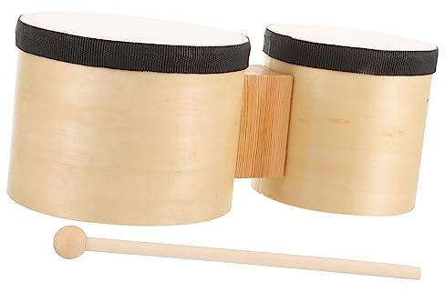 FRCOLOR Bongotrommel Aus Holz Für Erwachsene Mittlere Größe Schlaginstrument Mit Drumsticks Handliche Perkussion Für Musik Tanz Und Frühförderung