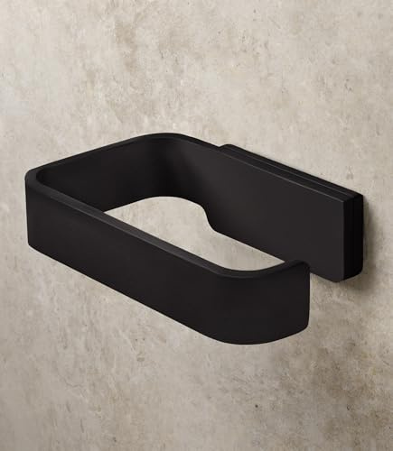 KAZAI. Porte Papier Toilette sans perçage | Support Papier Toilette Mural | Dérouleur WC adhésif | Porte-Rouleau pour Salle de Bain en métal | Noir