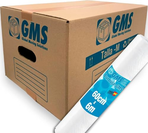 20 Cajas de Cartón Mudanza 43x30x25cm 32 Litros + Burbuja 6x0,6m. Ultra resistentes. Mudanzas y Almacenaje con Asas. Cartón (20 Cajas - 43x30x25cm + Burbuja)