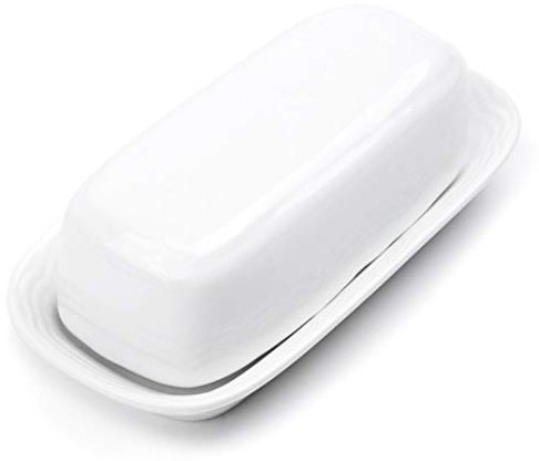 Fox Run Butter Dish, White Stoneware