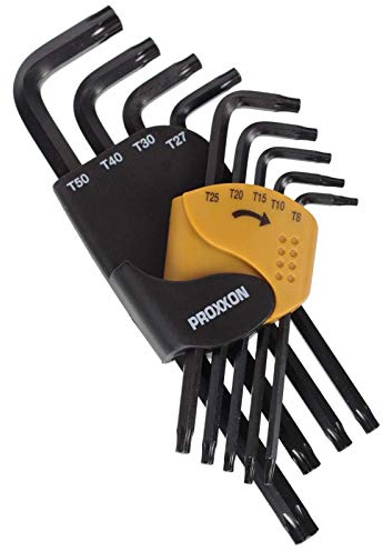Proxxon 23944 Winkelschlüsselsatz für TX-Schrauben, 9-teilig TX 8 bis 50, Schwarz