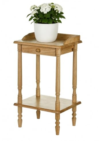 Premier Housewares 2402247 Table Téléphone avec Tiroir en Bois d'Hévéa Tropical