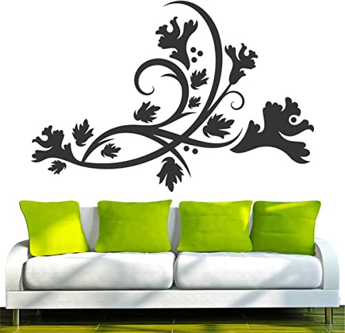 INDIGOS UG Wall Sticker Door Tattoo d424 Tribal Flower 40 x 27 cm Black Decoration Kitchen Bathroom Office Hotel