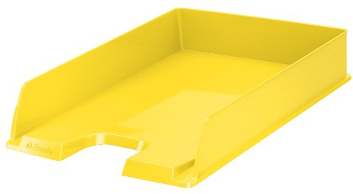 Esselte| Lot de 10x Corbeilles à courrier Europost A4 | Empilable| Rangement de Documents, Catalogues, Brochures & Magazines | Pour la Maison, Bureau| Motif Texturé | Jaune opaque| 623925