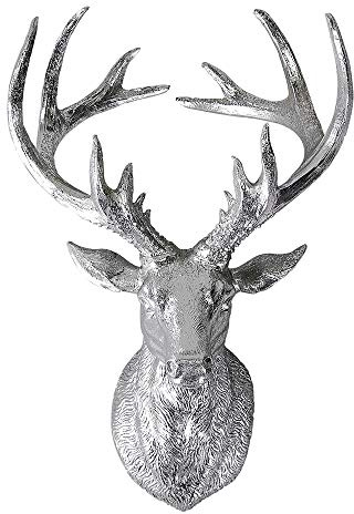 formano Wanddeko Hirschkopf, 34x23cm, Silber, Deko-Büste mit Geweih
