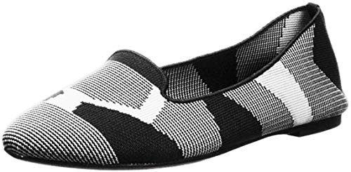 Skechers Women's Cleo - Sherlock - Engineered Knit Loafer Skimmer, Black/White, 5 UK