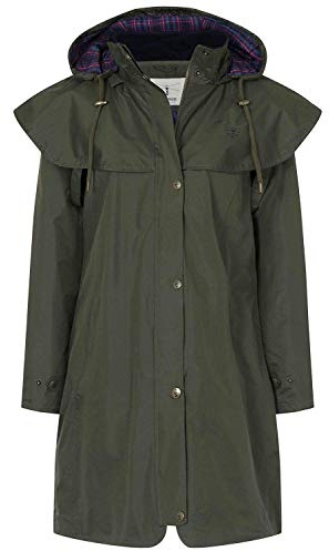 LightHouse Outrider Women's 3/4 Length Waterproof Raincoat - Windproof Lightweight Outdoor Jacket with Detachable Hood and Adjustable Cuffs (Fern, 6)