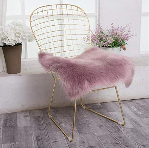 Hava Kolari Teppich Schaffell Sitzkissen Lammfellimitat Longhair Bettvorleger Faux Lammfell Nachahmung Sitzauflage Wolle Sofa Matte (45 * 45cm,Weintraube Lila)