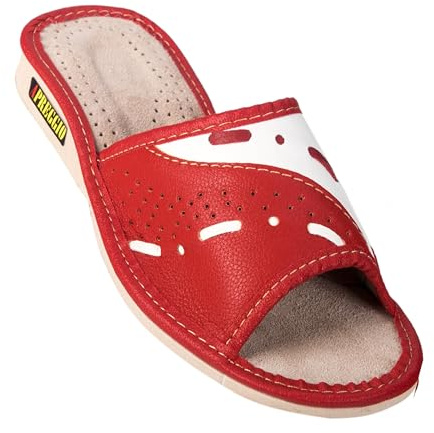 APREGGIO Zapatillas de casa de cuero para mujer Cómodas y suaves 36/41 EU | Suela de goma antideslizante, suela de cuña discreta, puntera abierta, hechas a mano, ligeras