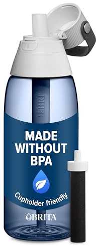 Brita Hard-Sided Plastic Premium Filtering Water Bottle, BPA-Free, Reusable, Replaces 300 Plastic Water Bottles, Filter Lasts 2 Months or 40 Gallons, Includes 1 Filter, Night Sky - 36 oz.